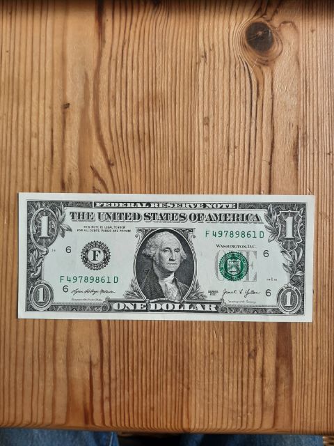  USA 2021 A, 1 Dollar Banknote George Washington Serie F/D, kassenfrisch   