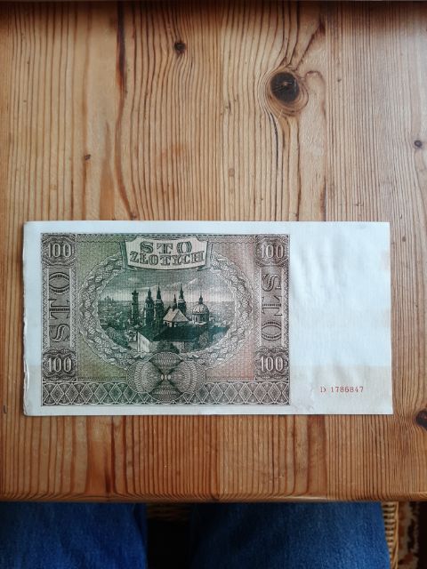  Generalgouvernement Polen 1941,100 Zlotych Banknote, Serie D, stark gebraucht   