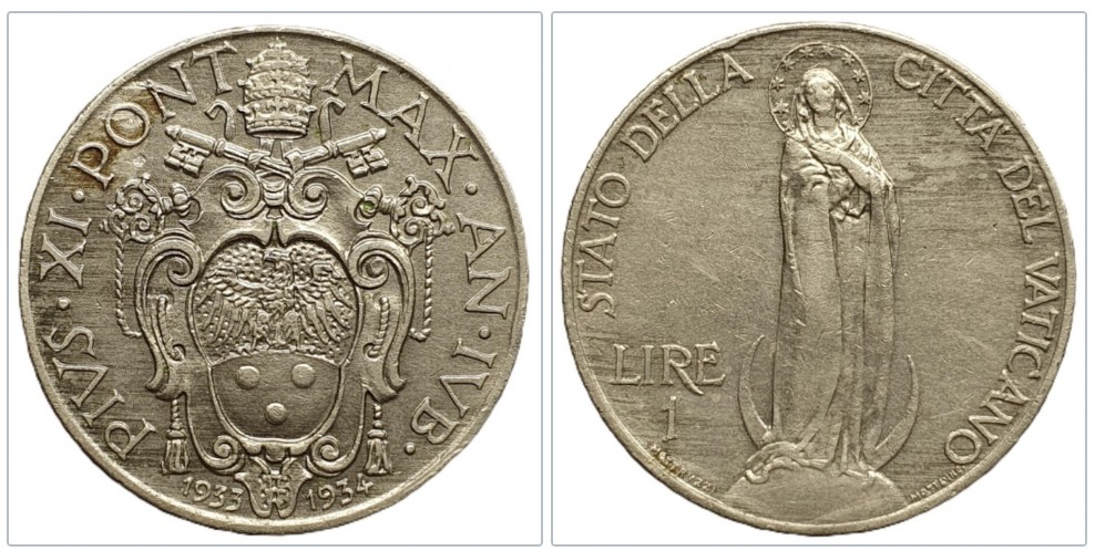  Vatikanstadt 1 Lira 1933 Papst Pius XI. (1929 - 1938)   