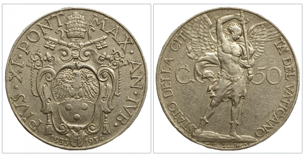  Vatikanstadt 50 Centesimi 1933 Papst Pius XI. (1929 - 1938)   