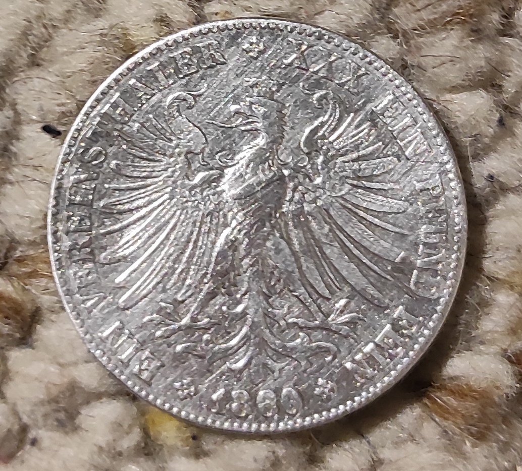  Frankfirt 1 Vereinstaler 1860, SILBER, Rand: Stark om Recht   