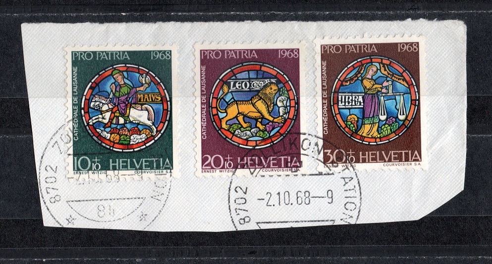  Schweiz 2 Tolle Briefstücke 1968/69 (9 W.)/ Echt gelaufen / siehe scan   