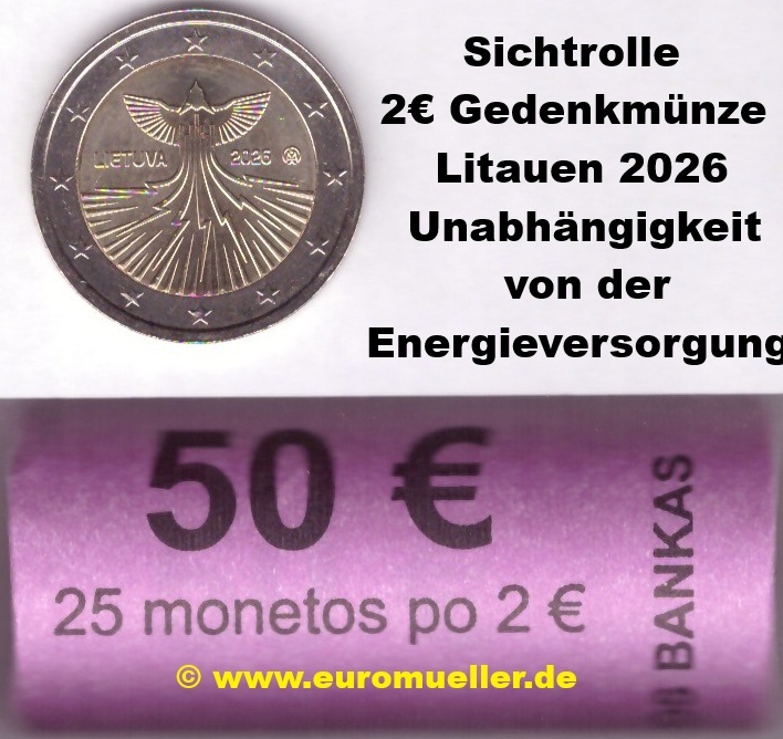 Litauen Rolle 2 Euro Gedenkmünze 2026...Energieversorgung   