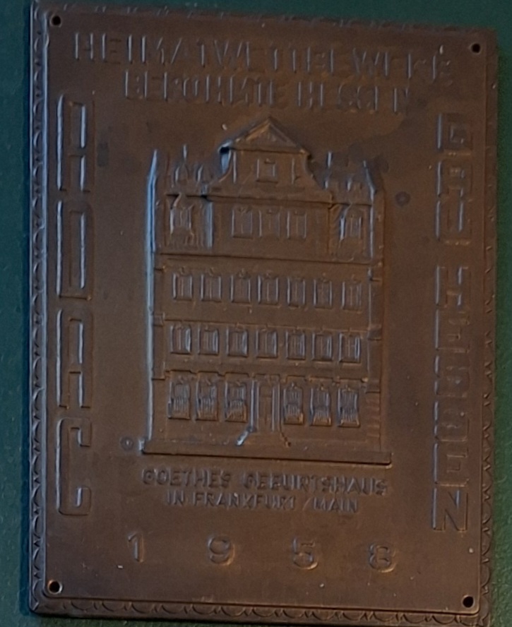  ADAC Plakette 1958 Geburtshaus Goethes in Frankfurt/Main GAU HESSEN   