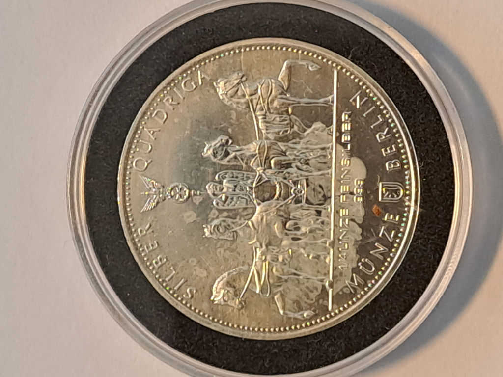 Silber Quadriga Nov. 1989 Fall der Mauer 1/4 uz. 998 Silber