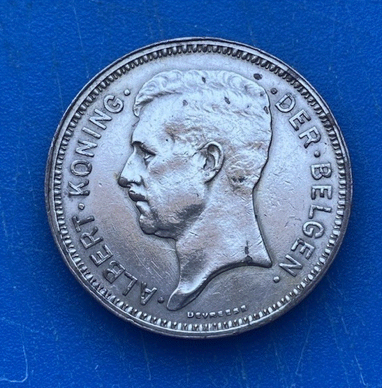 SILBER - Belgien 20 Francs / Frank 1934 (König Albert I.)   
