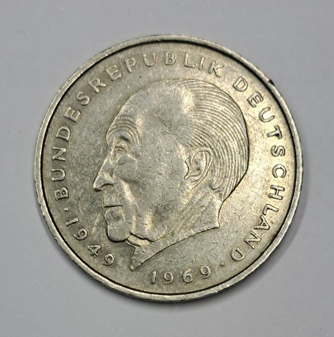 Deutschland 2 DM 2 Mark 1973 Adenauer