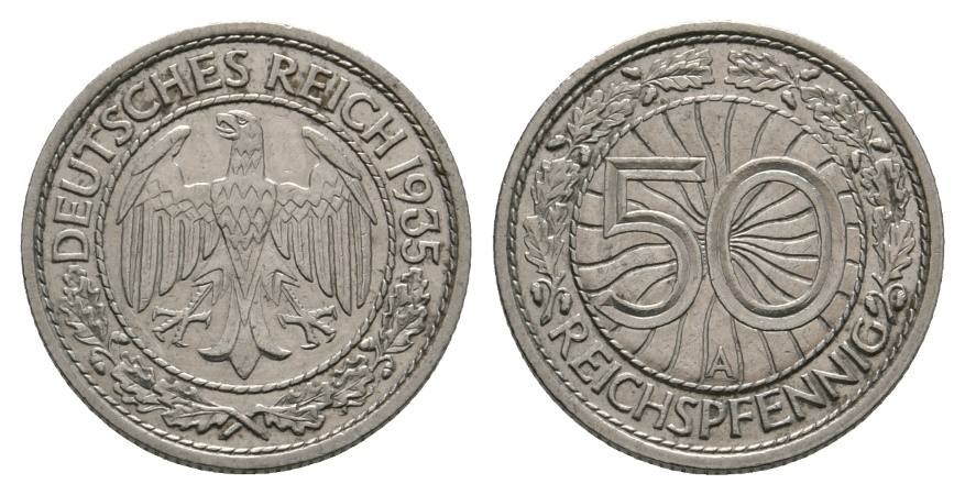  Deutsches Reich; Weimarer Republik; 50 Reichspfennig 1935 A   