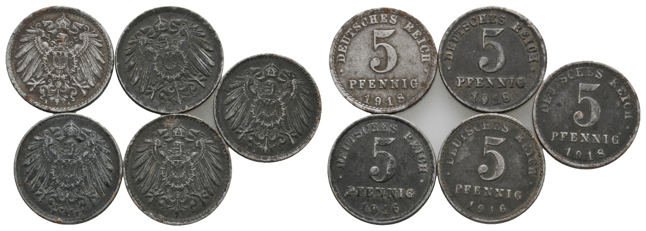 Deutsches Reich; 5 Kleinmünzen   