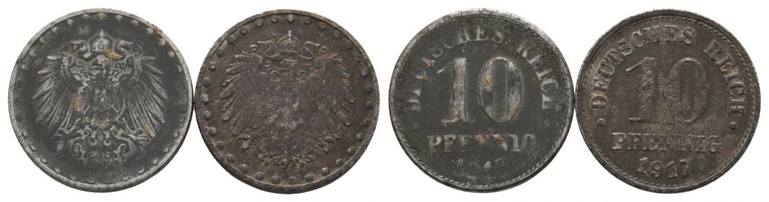  Deutsches Reich; 2 Kleinmünzen 1917   