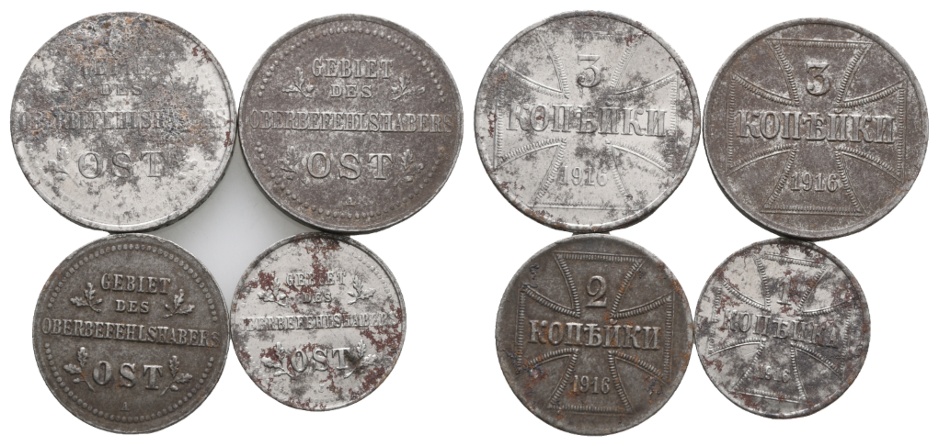 Oberbefehlshaber Ost (Deutsche Besatzung im Ersten Weltkrieg); 4 Kleinmünzen 1916   