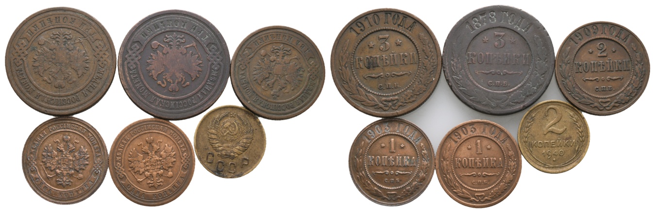  Russland; 6 Kleinmünzen   