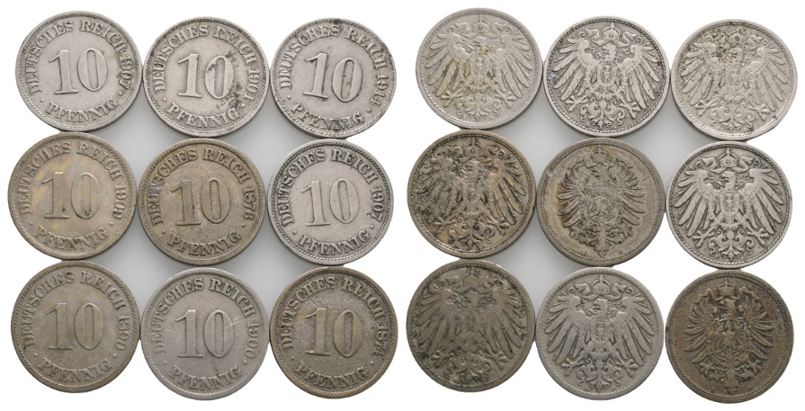  Kaiserreich; 9 Kleinmünzen   