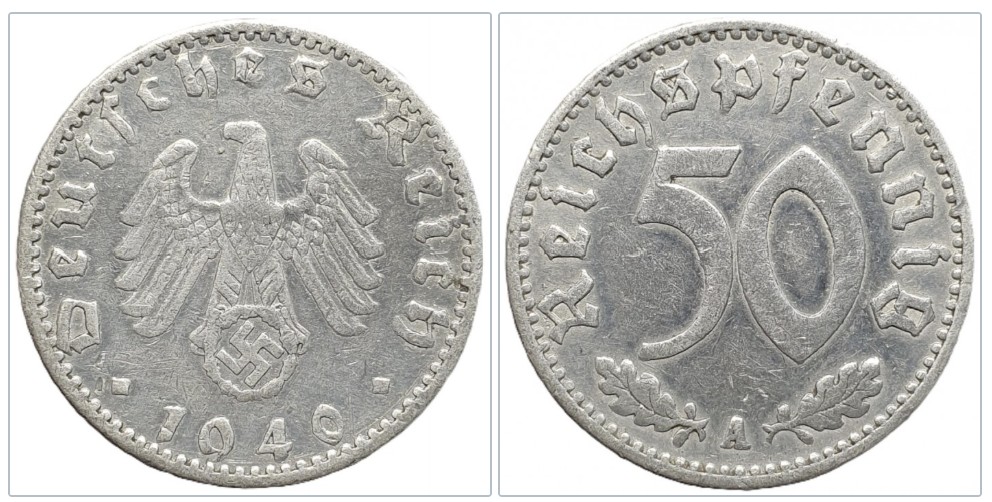  Deutschland - Drittes Reich 50 Reichspfennig 1940 Münzzeichen A - Berlin HK   