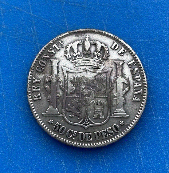  SILBER - Philippinen Spanische Kolonie 50 Sentimos 1885 (Alfonso XII.)   
