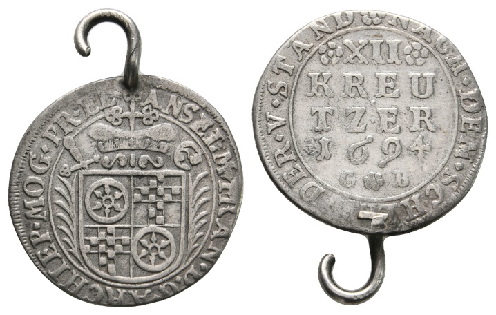 Altdeutschland; Kleinmünze 1694; Gehenkelt   