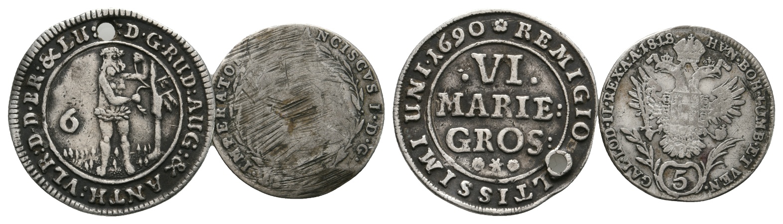  Altdeutschland; 2 Kleinmünzen 1690/1818   