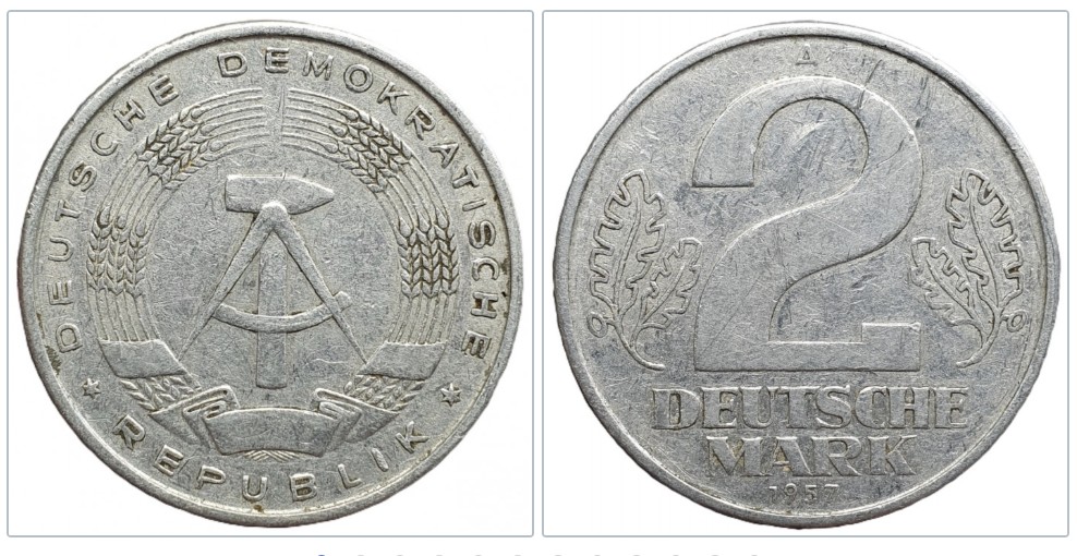  DDR 2 Mark 1957 Aluminium Münze   