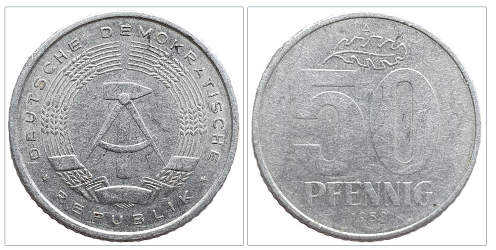  DDR 50 Pfennig 1958 A - Aluminium Münze   