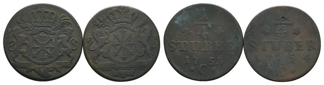  Altdeutschland; 2 Kleinmünzen 1753/1754   