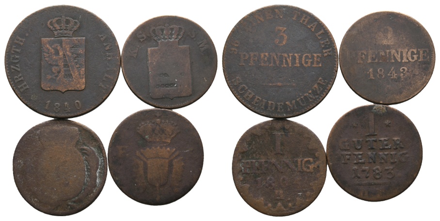  Altdeutschland; Lot Kleinmünzen ( 4 Stück )1840/1843/1803/1793   