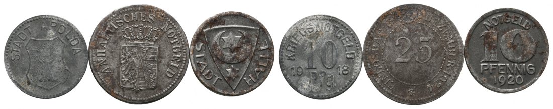  Deutsches Reich; Notgeld, 3 Kleinmünzen 1918//1924/1920   