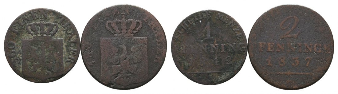  Altdeutschland; 2 Kleinmünzen 1842/1837   