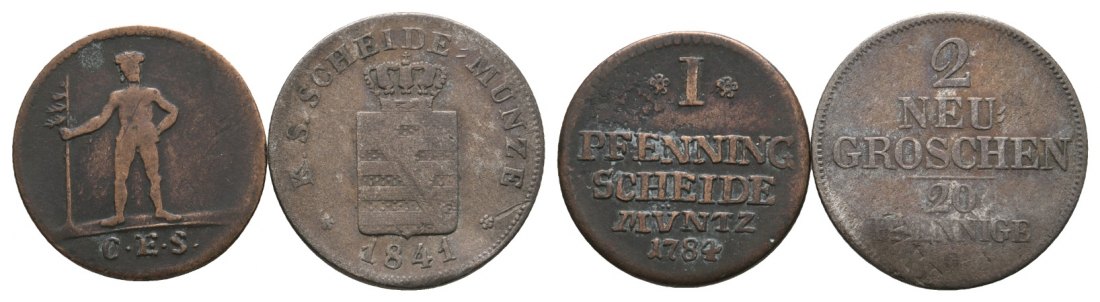  Altdeutschland; 2 Kleinmünzen 1841/1784   