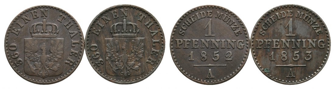  Altdeutschland; 2 Kleinmünzen 1852/1853   