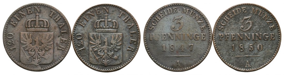  Altdeutschland; 2 Kleinmünzen 1847/1850   