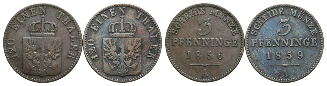  Altdeutschland; 2 Kleinmünzen 1856/1859   