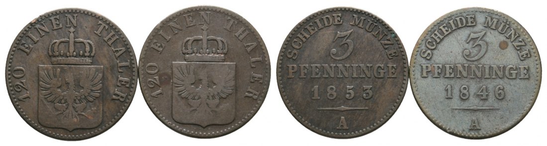 Altdeutschland; 2 Kleinmünzen 1853/1846   