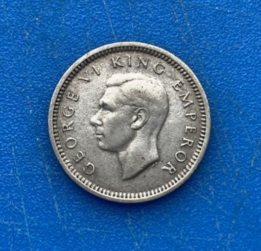  SILBER - Neuseeland 3 Pence 1943 George VI   