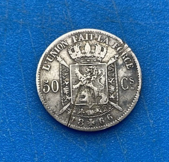  SILBER - Belgien 50 Centimes 1866 Leopold II.   