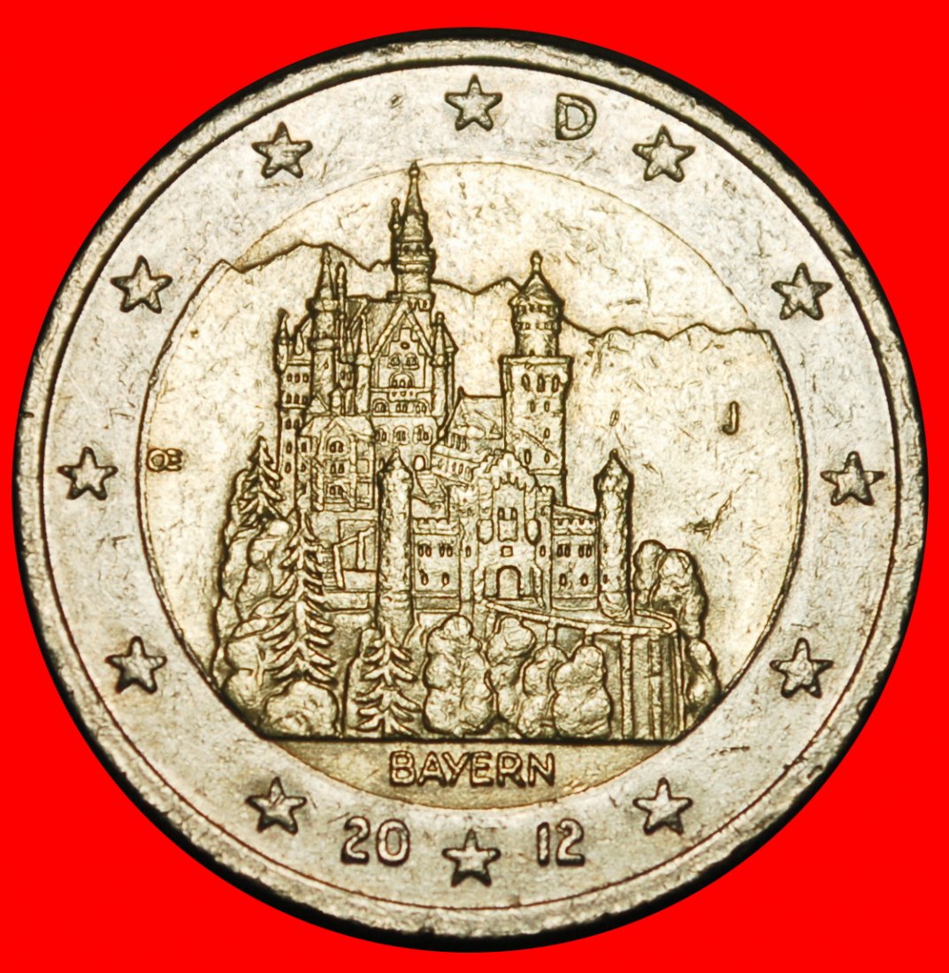 Ⰺ BAVARIA: GERMANY ★ 2 EUROS 2012J HAMBURG! NON-PHALLIC 2007-2026! DIE I!★LOW START★ NO RESERVE!