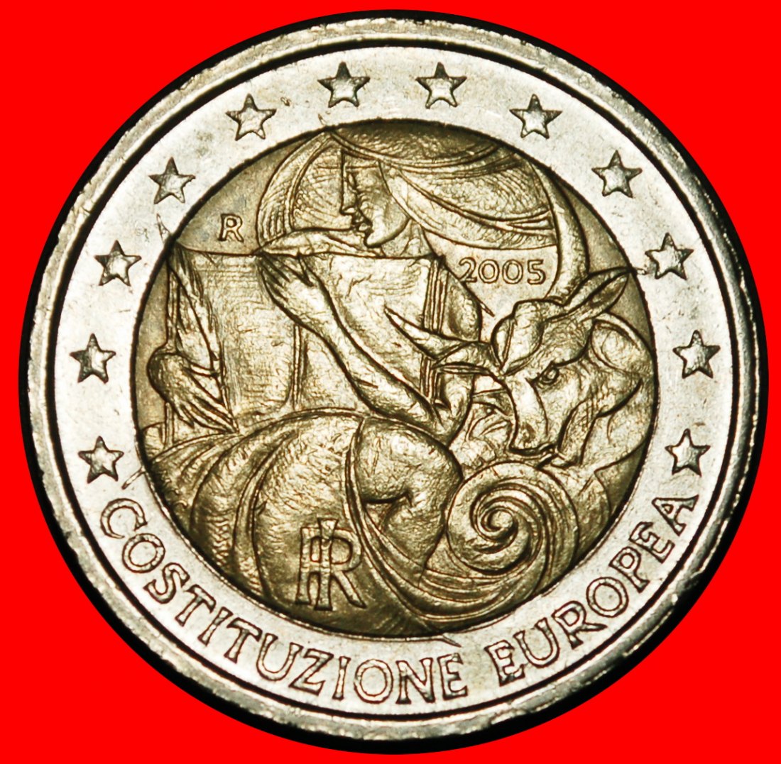 Ⰺ CONSTITUTION 2004: ITALY ★ 2 EUROS 2005R PHALLIC TYPE (2002-2006)! RIM r1!★LOW START★ NO RESERVE!