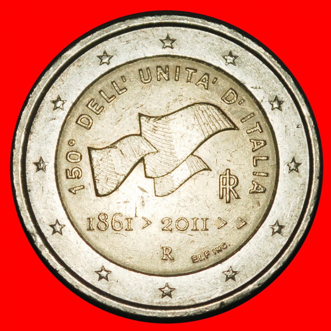 Ⰺ UNIFICATION 1861: ITALY★2 EUROS 2011R NON-PHALLIC TYPE 2008-2026! DIES I r1★LOW START★ NO RESERVE!