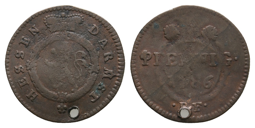  Altdeutschland; Kleinmünze 1770; gelocht   