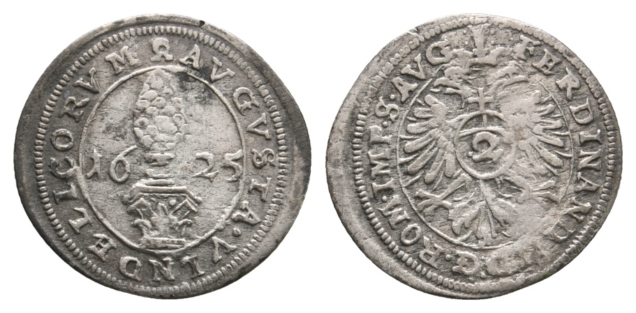  Altdeutschland; Kleinmünze 1625; 2-Kreuzer Reichsstadt Augsburg   