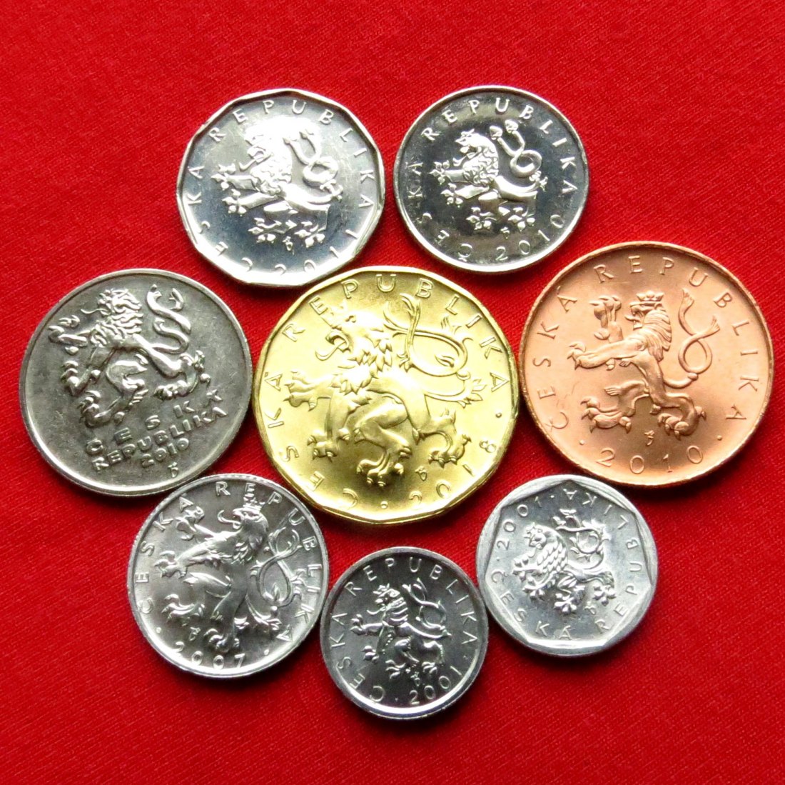  Czech Republic 10 20 50 haler 1 2 5 10 20 koruna 2001 2007 2010 2011 2018   