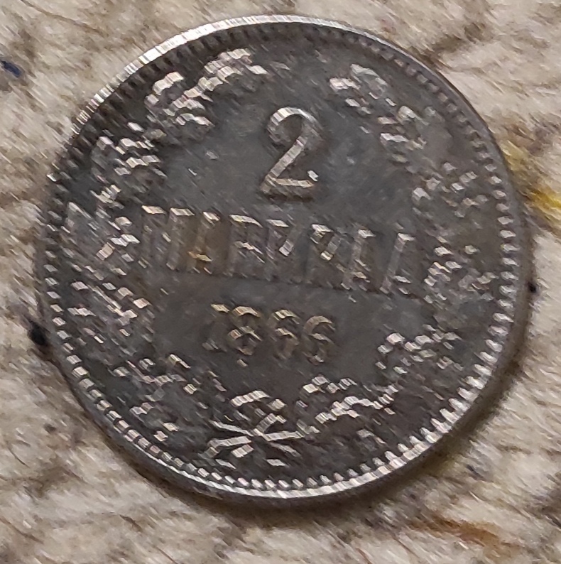  Finnland 2 Markkaa 1866, SILBER, Kaiser Alexander II. (1864 - 1880)   