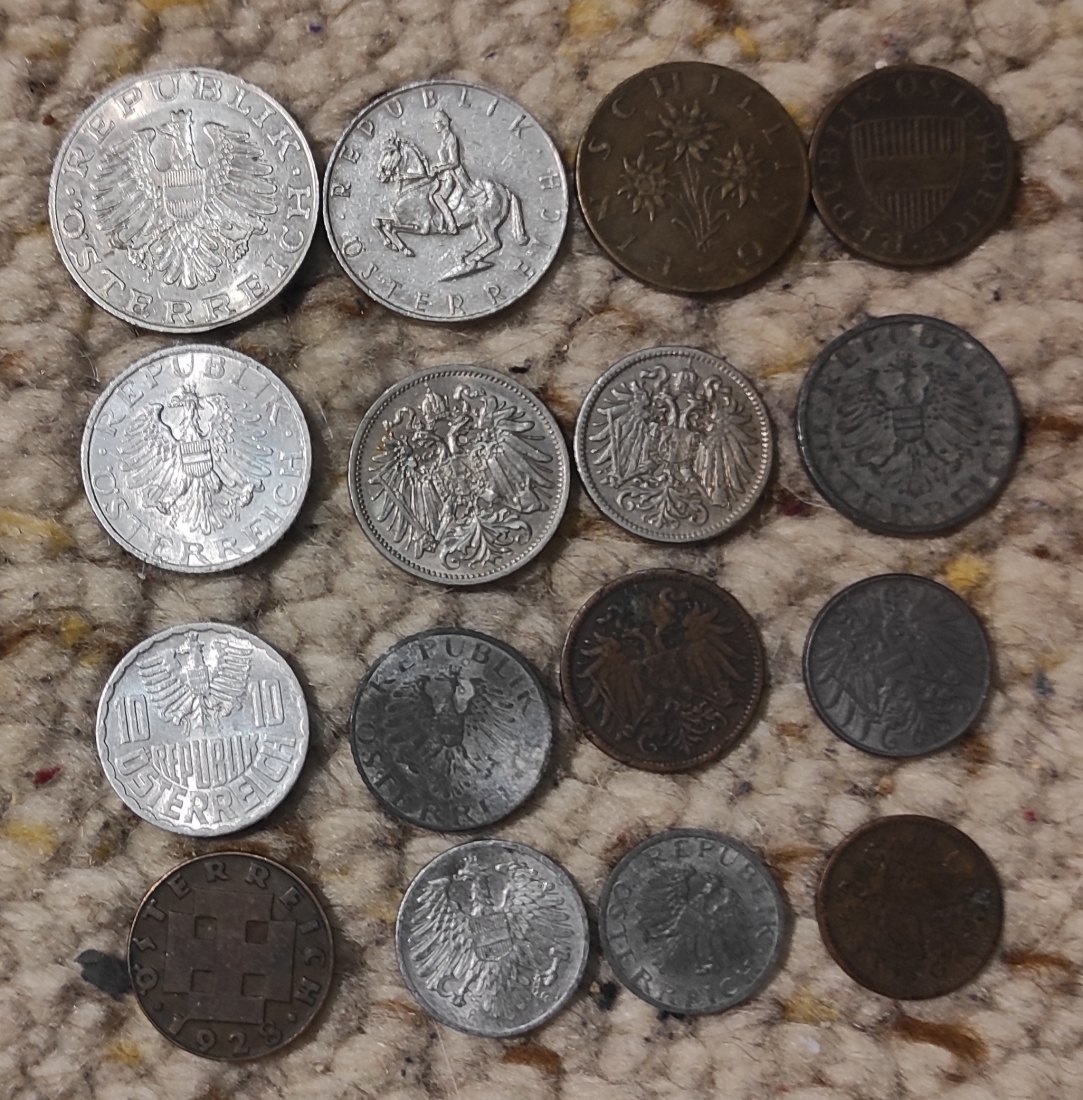 Set 017: Österreich Münzlot mit 16 verschiedenen z.T. alten Münzen   