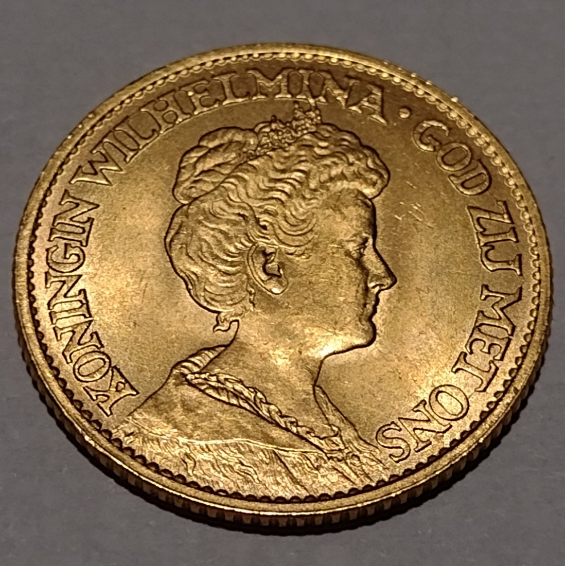  Goldmünze, Niederlande 10 Gulden 1912, Wilhelma   