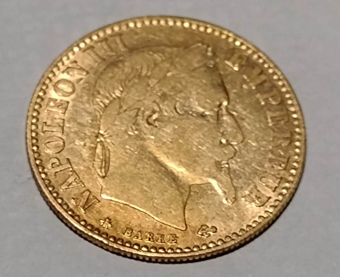  Goldmünze, 10 Francs Frankreich 1862, KM 507A/1   