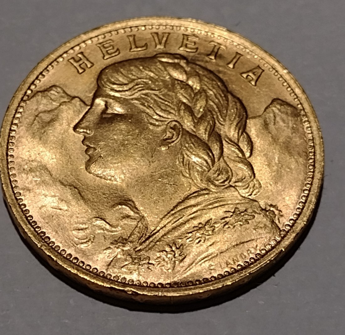  Goldmünze, 20 Franken Vreneli, Schweiz 1935.   