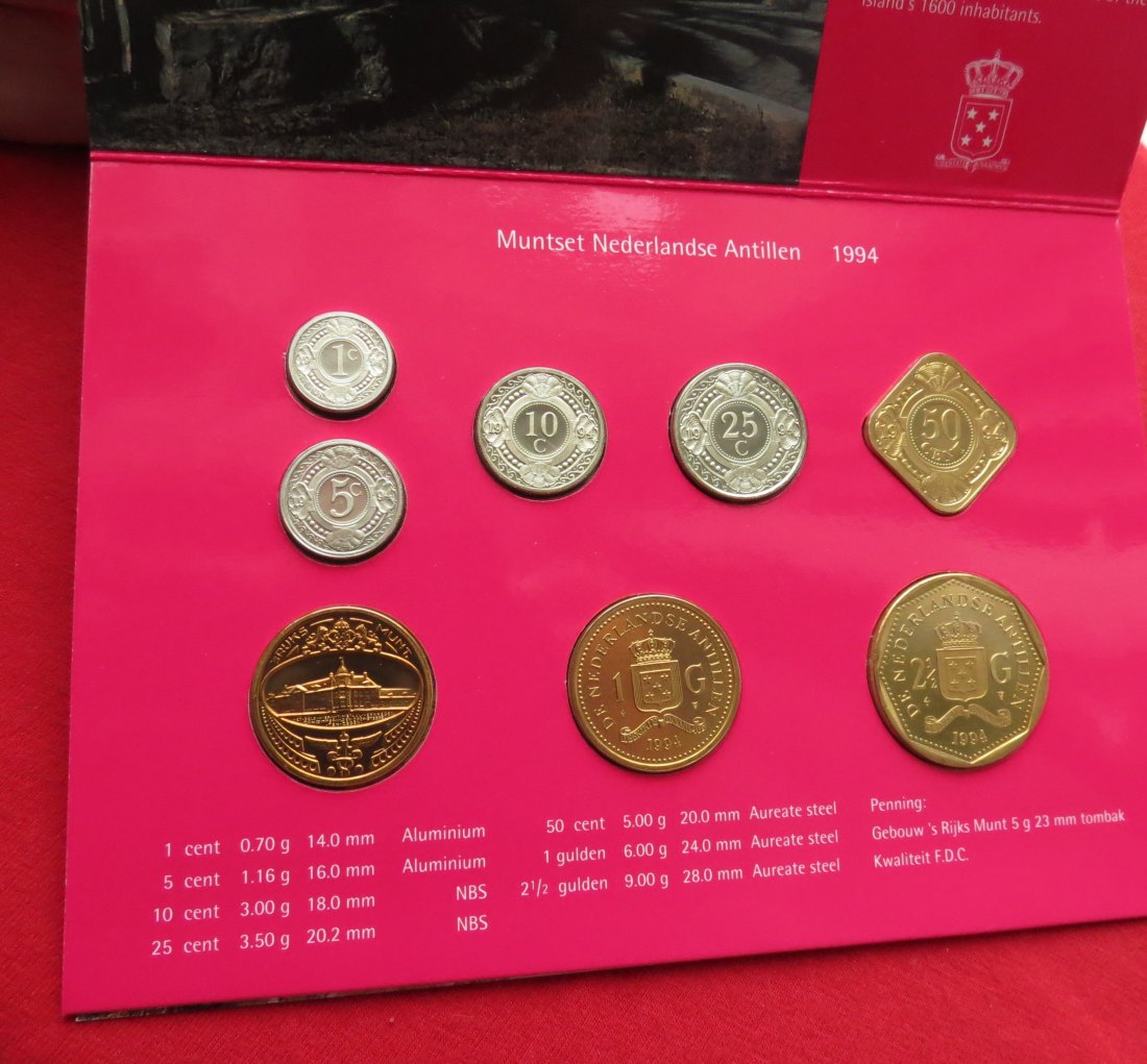  ANTILLES set 1 2,1/2 5 10 25 cents 1-2,50 gulden 1994   