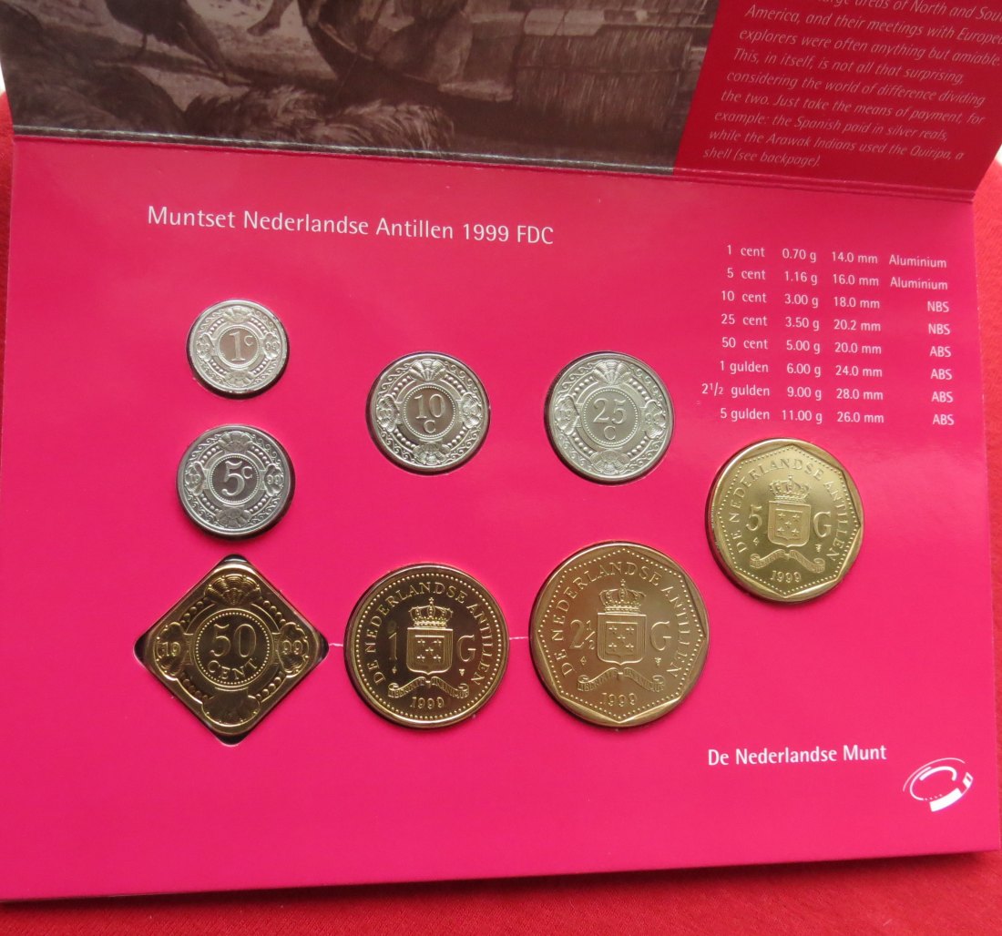 ANTILLES set 1 2,1/2 5 10 25 cents 1-2,50 5 gulden 1999   