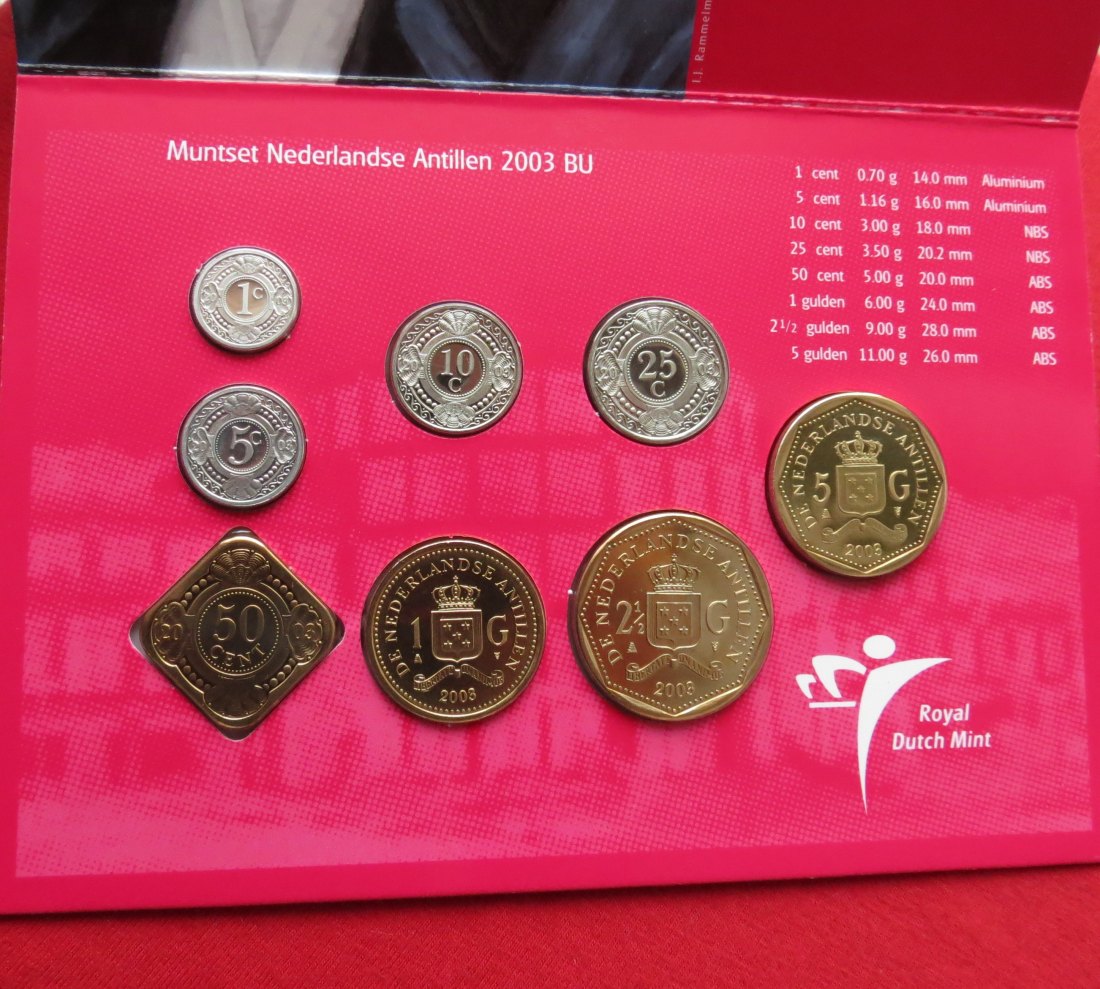  ANTILLES set 1 2,1/2 5 10 25 cents 1-2,50 5 gulden 2003   