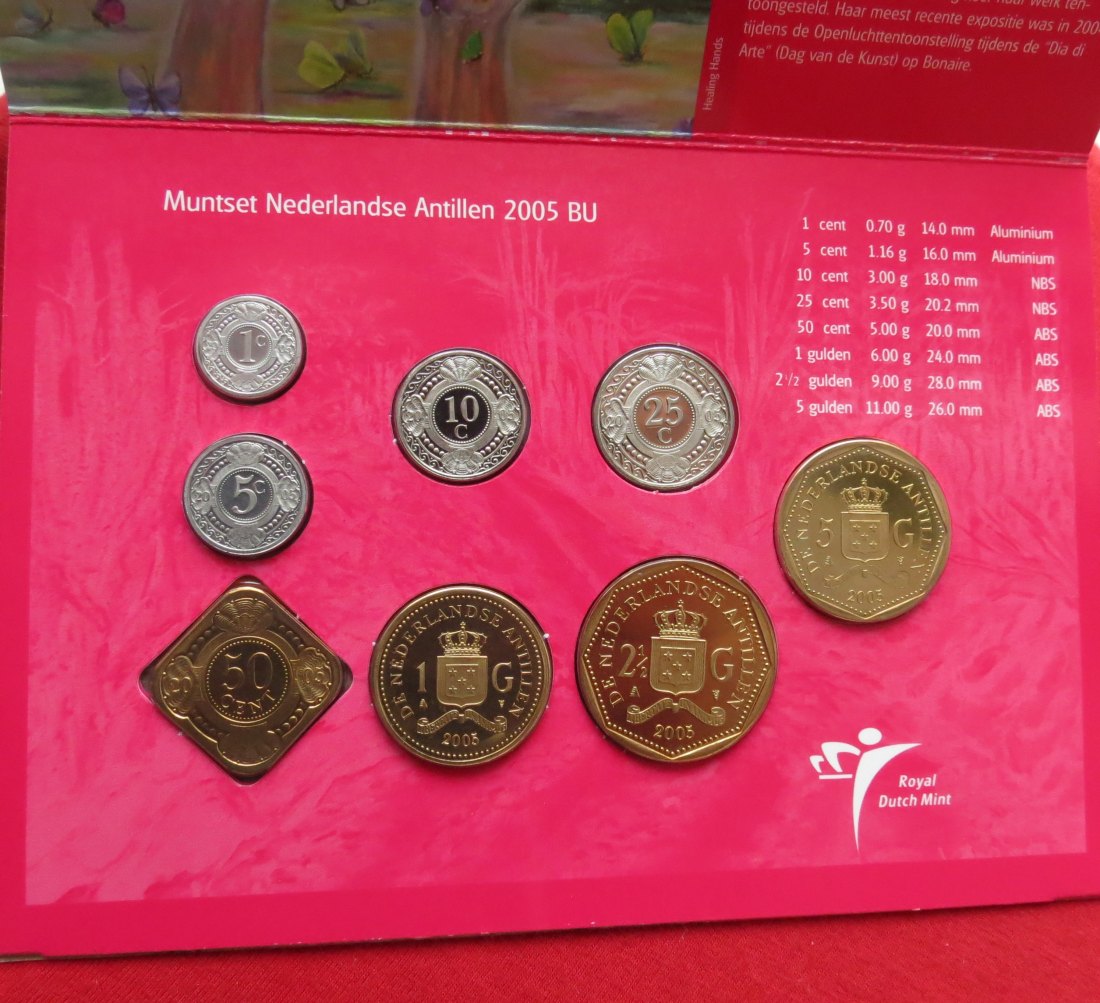  ANTILLES set 1 2,1/2 5 10 25 cents 1-2,50 5 gulden 2005   
