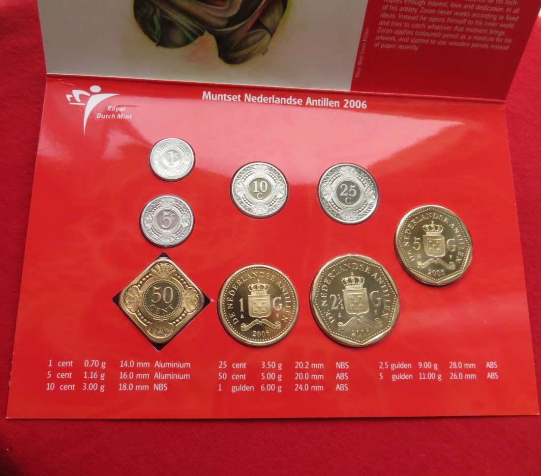  ANTILLES set 1 2,1/2 5 10 25 cents 1-2,50 5 gulden 2006   